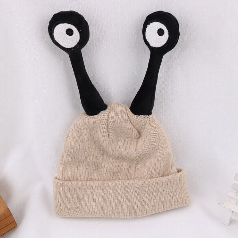 Bonnet tricoté en laine pour enfants, chapeau de bébé, mignon, insecte, escargot, dessin animé, , Crochet, hiver: Beige