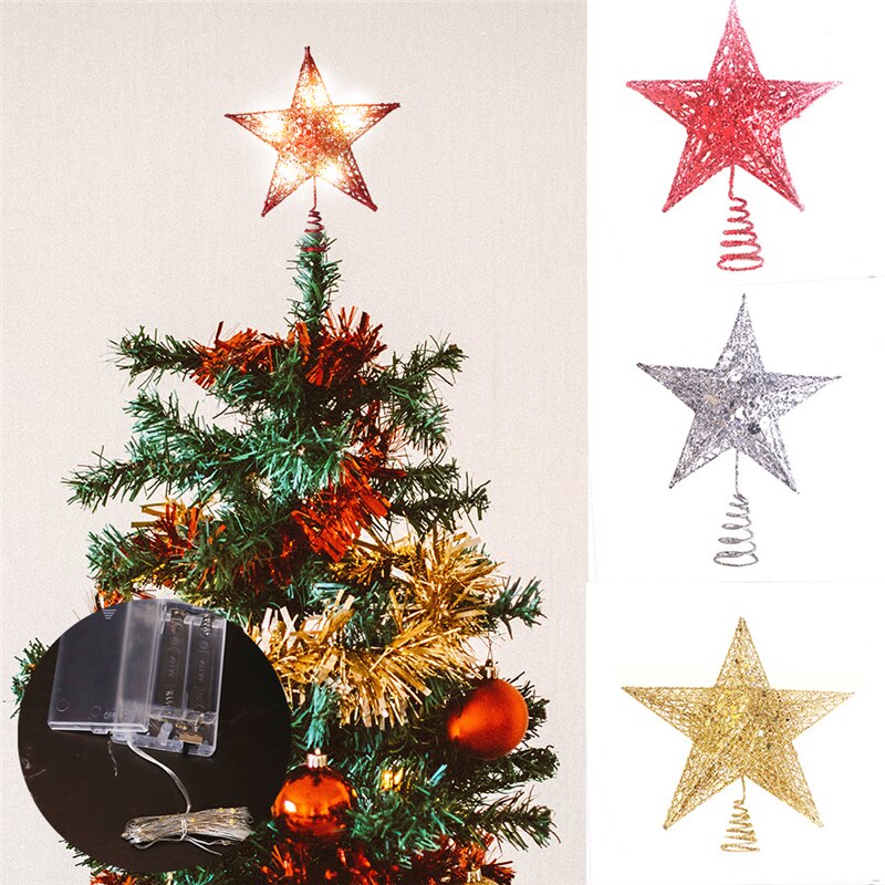 Decoración Para árbol de Navidad, adornos para escaparate de Navidad, luces de estrellas, brillantes, escaparates para ventana, suministros para en casa, 1x20CM