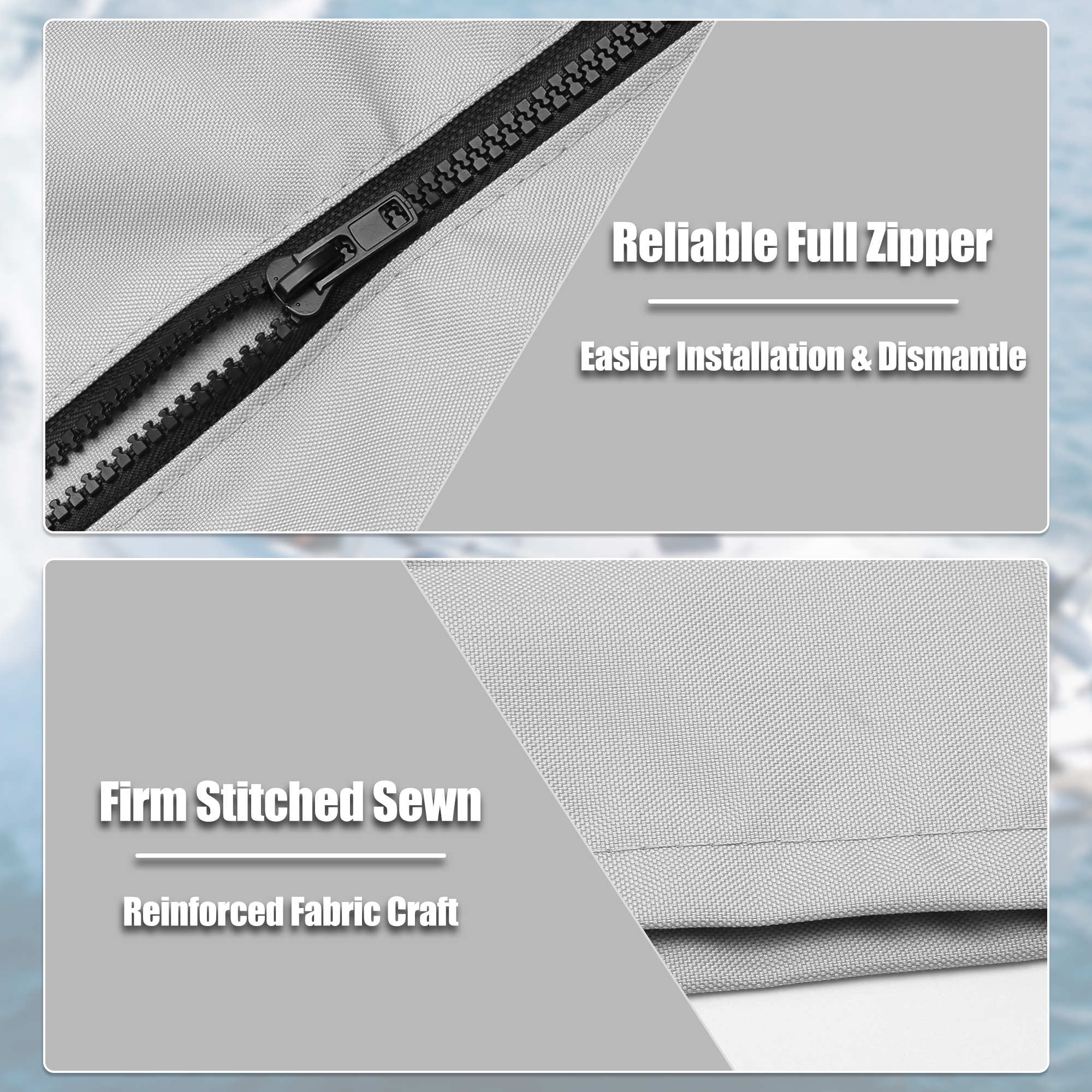 UXCELL Copri bagagliaio portaoggetti superiore Bimini con foro leggero per barca grigio chiaro larghezza 97"-103"