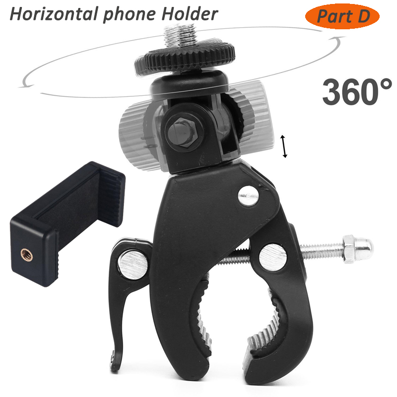 Multi Mobiele Telefoon Statief Mount-360 graden Universele Statief Mount Adapter Telefoon houder met 1/4 "schroef gaten Vergelijken met Statief: Part D