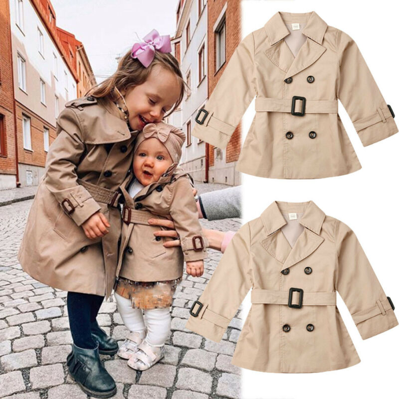 Chaqueta larga informal con solapa de doble pecho para niños y niñas