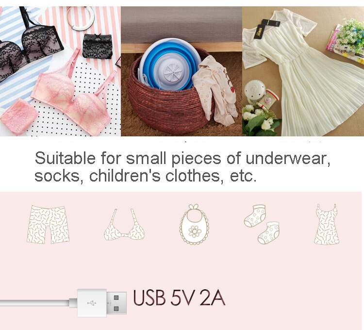 Ultrasonic folding bucket mini portable washing machine High frequency vibration cavitation super vibration wave Anti collision