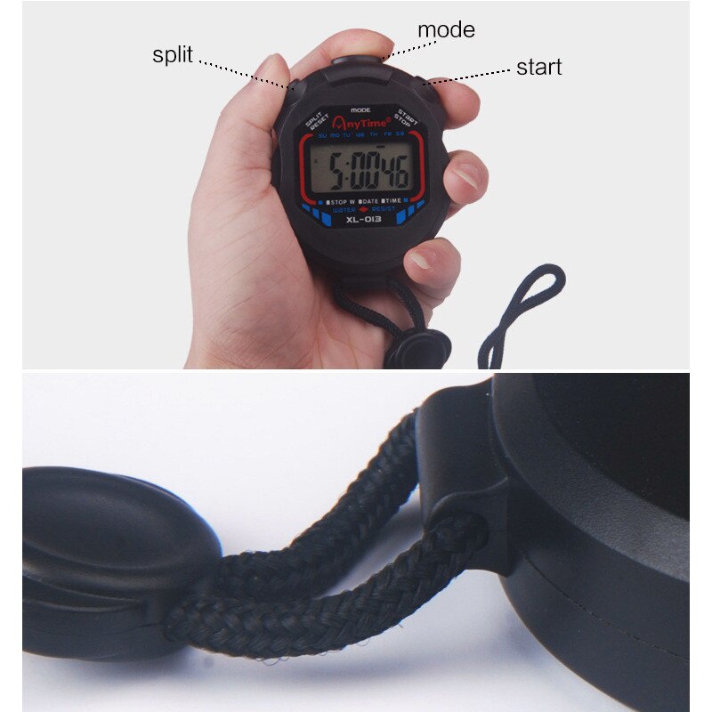 Classic ABS Handheld XL-013 LCD Digital Sports Stopwatch Electronic Timer Stop Watch Alarm Clock With Lanyard