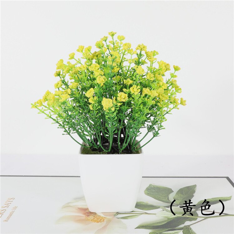 1pc Artificial Flower Bonsai Small Simulated Tree Plants Table Desktop Potted Ornaments Home Hotel Garden Decorate Plants: yellow