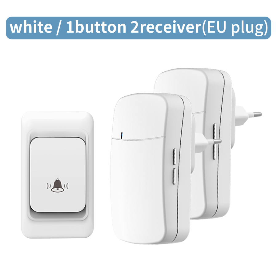 Timbre inalámbrico RF de 433MHz, Kit de timbre para casa, 100M de larga distancia, 38 tonos de llamada, timbre de puerta, enchufe europeo y estadounidense, botón receptor, Control remoto