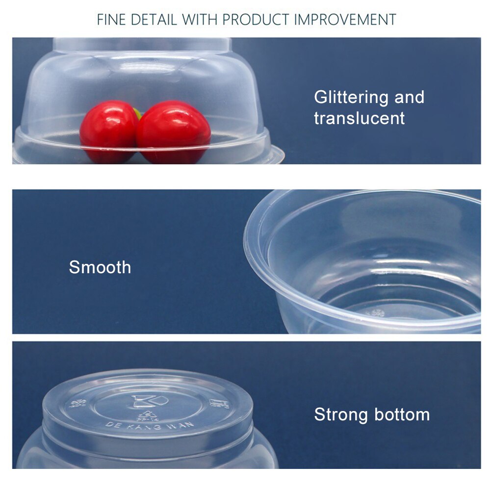360ml 20 Pcs Outdoor Picnic Party Camping Disposable Bowls Clear Plastic Disposable Rice Serving Bowl Kitchen Storage Tool