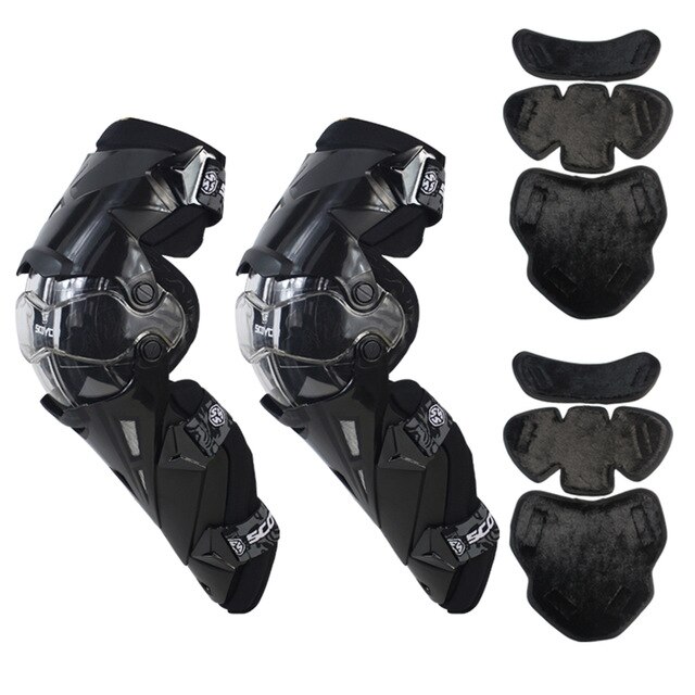 SCOYCO Motorcycle Knee Protector Motorcycle Protection Knee Protector Motocross Riding Racing Protective Guards Moto Protection: K12 Black 2