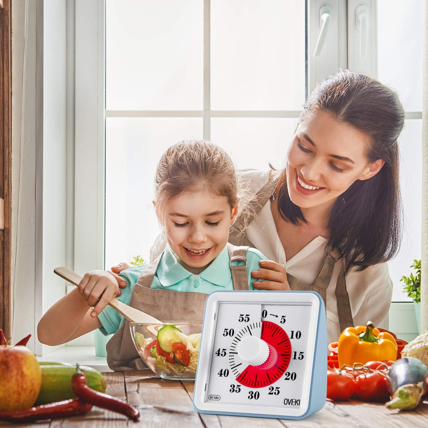 OVEKI 60 Minutes Visual Analog Timer Silent Countdown Clock Time Management Tool For Kids Adults Safe Durable Study Timer Blue