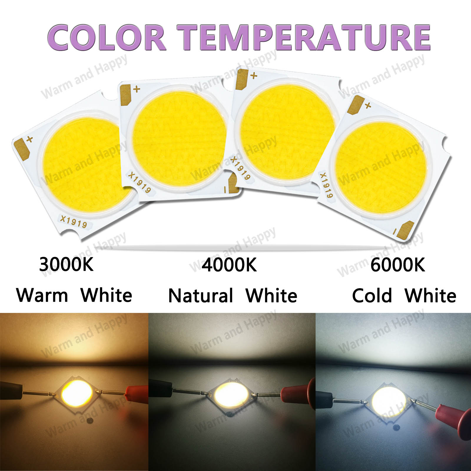 10W 20W 30W 40W 50W 10pcs LED COB LED Light-Emitting Diode Bridgelux Bead DC30-33V 19*19mm For Spotlight Downlight Light Source