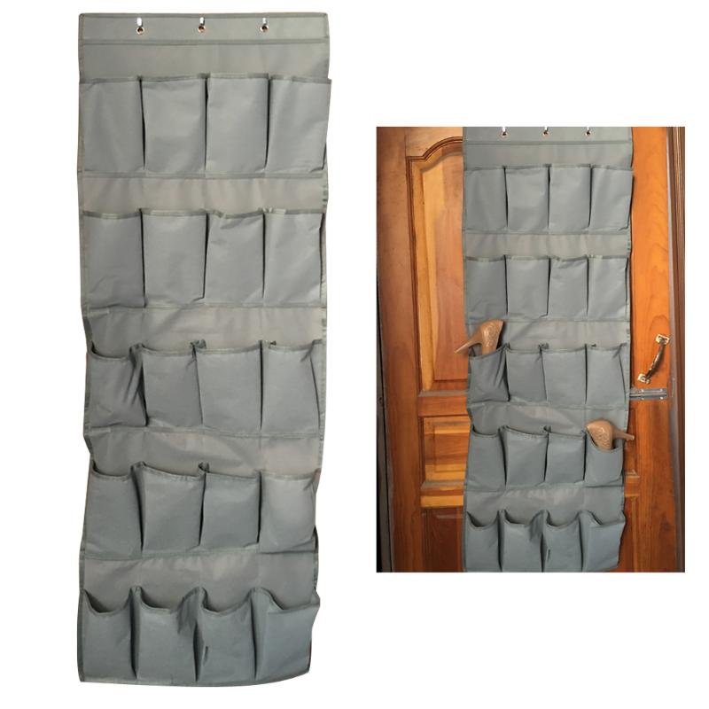 Organizador de sapatos para pendurar, rack organizador para sapatos atrás da porta, pendurado, organizador de calçados, saco não-tecido, suporte de cinto para quarto de unha: Cor cinza