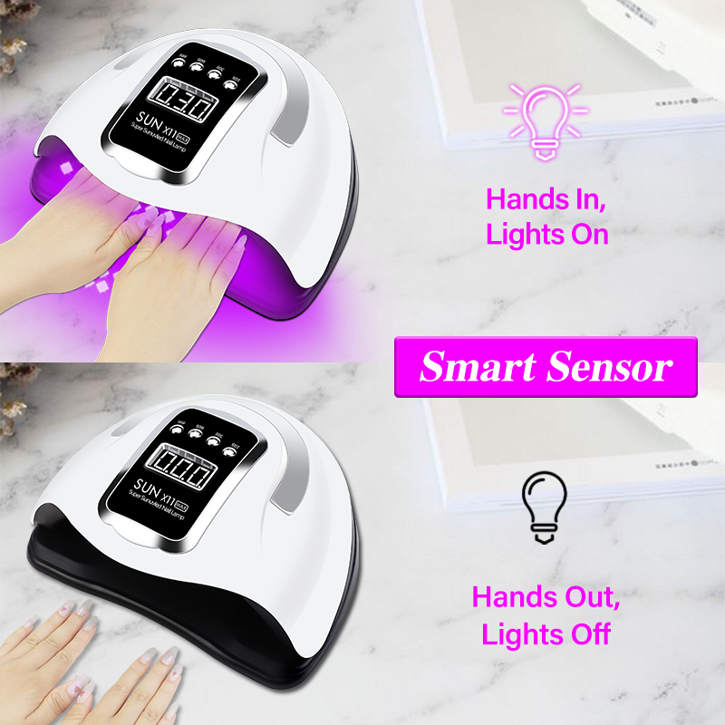 Lámpara LED UV para secado de uñas en Gel acrílico, con modo de bajo calor, Sensor inteligente, máquina de manicura para salón de manicura, 66LED, novedad