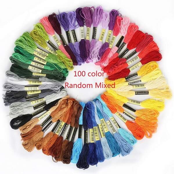 8- serie flerfarvet korssting manuel syning / polyester bomuldsbroderi tråd håndværk sy tilbehør: 100 farver blandet