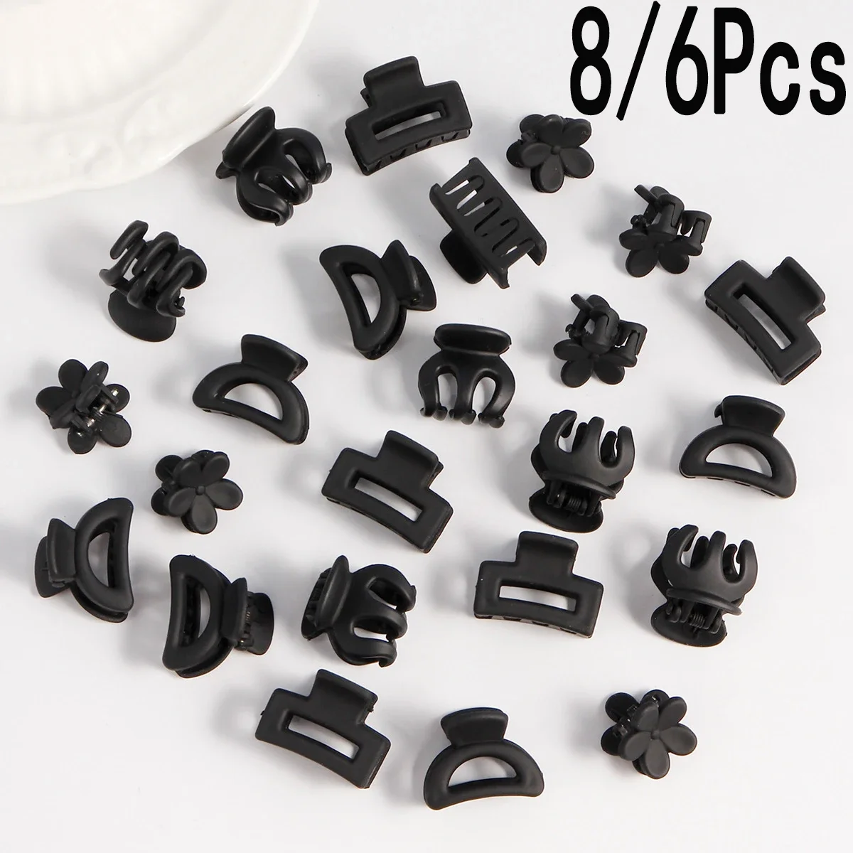 8/6 unids/set de pinzas para el cabello negras, pinza para el cabello acrílica , pasador, pinza para el pelo, tocado para mujeres y niñas, accesorios para el cabello