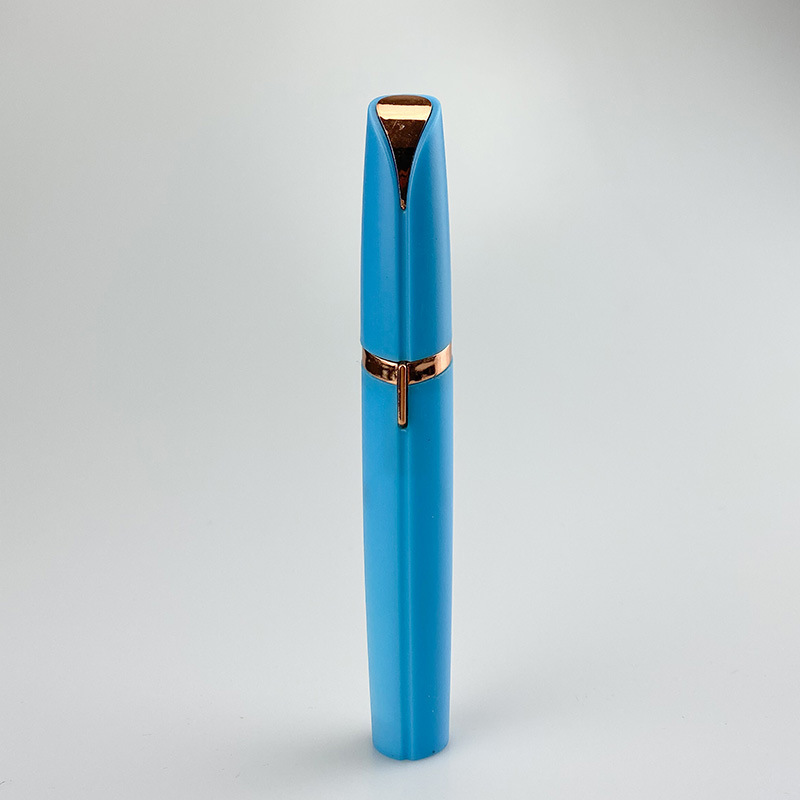 Electric eyebrow trimmer women's eyebrow shaver hair remover automatic eyebrow trimmer battery eyebrow trimming pen face razor: blue-battery