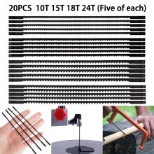 20PCS Adjustable Frame Sawbow Carbon Steel Scroll Saw Blade Hand Saw Blade Woodworking Tool 10T15T18T24T U-shape Coping Jig Saw
