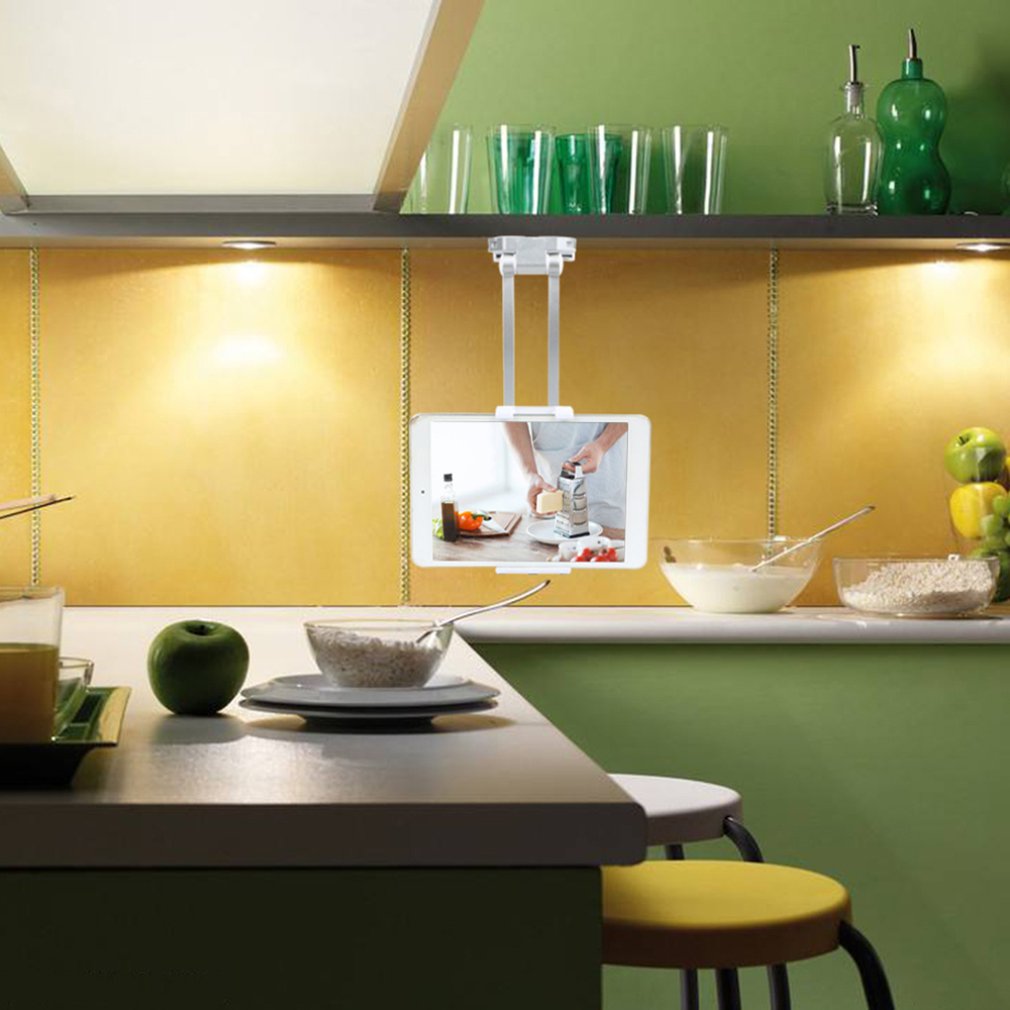 Kitchen Tablet Stand Wall Desk Tablet Mount Stand Fit For 5-10.5 inch Width Tablet Metal Bracket Smartphones Holders