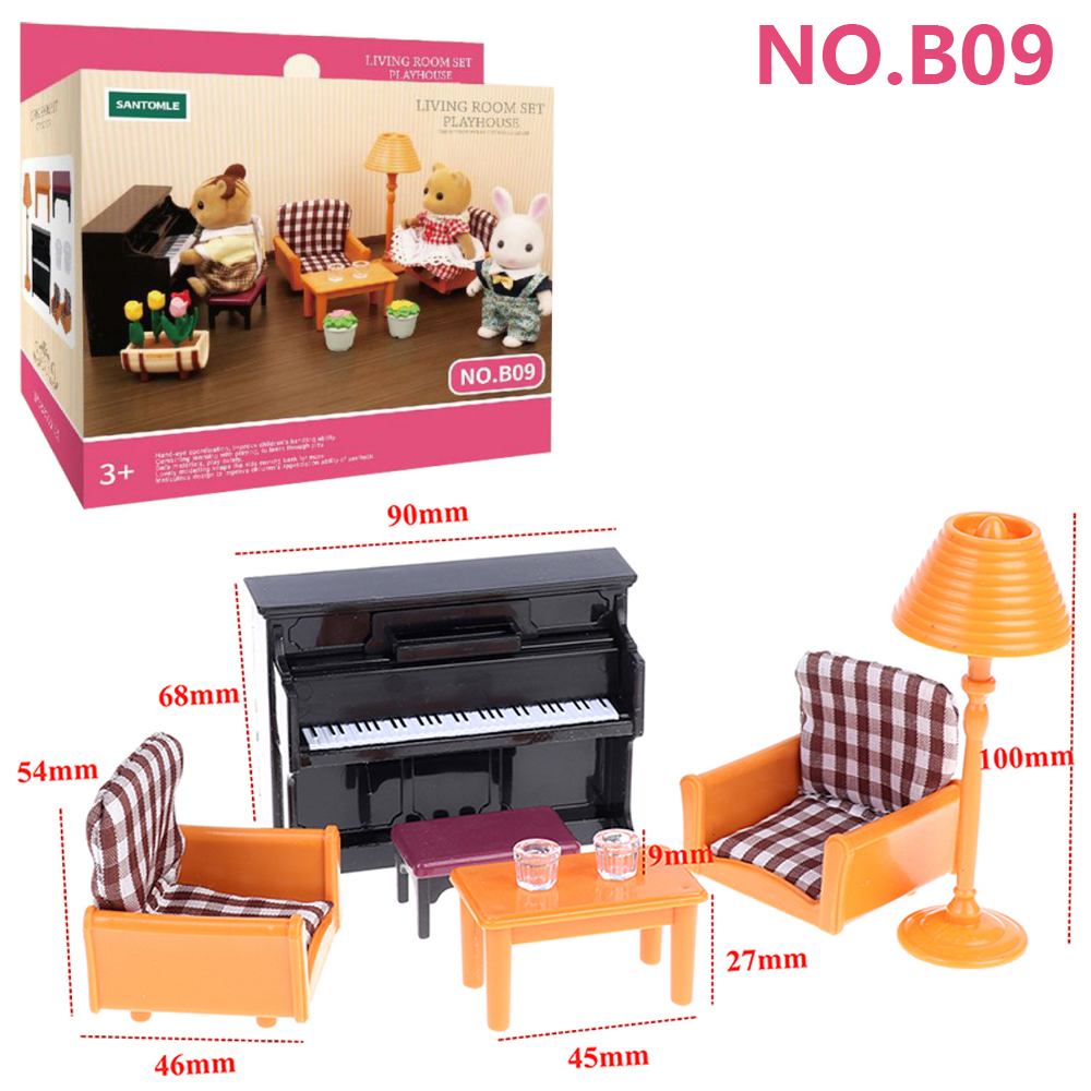 Miniature Furniture 1:12 Dollhouse Kitchen Livingroom Bedroom Set DIY Scene Doll Play Decoration Girl Toy House: PURPLE