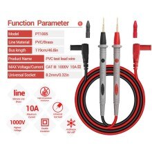 Pt1005 1000v 10a probe testledningar stift för digital multimeter nålspets multimeter tester ledning sond tråd penna kabel