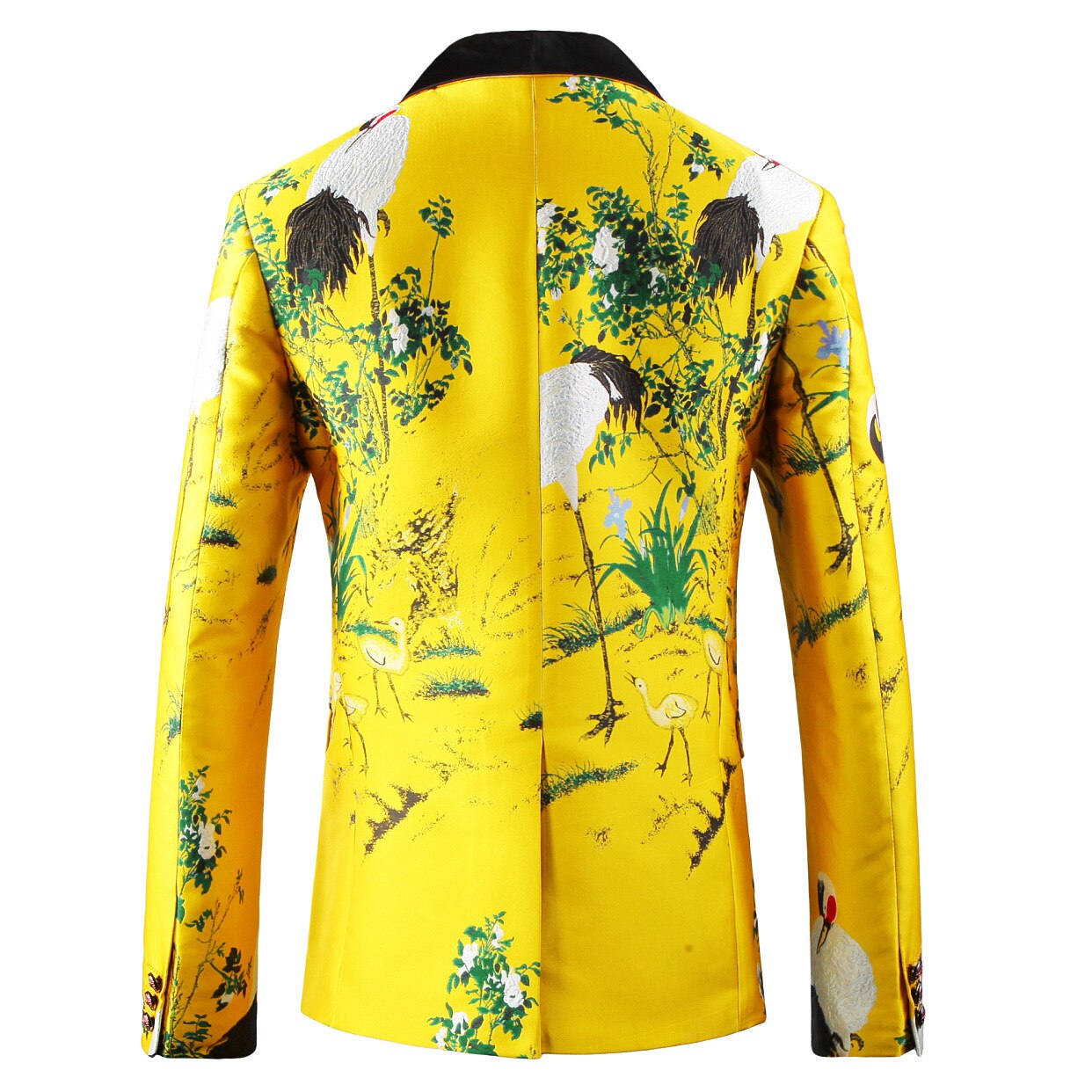 PYJTRL Men Luxurious Jacquard Yellow Gold Slim Fit Blazers Chinese Style Casual Suit Jacket Signers Clothing