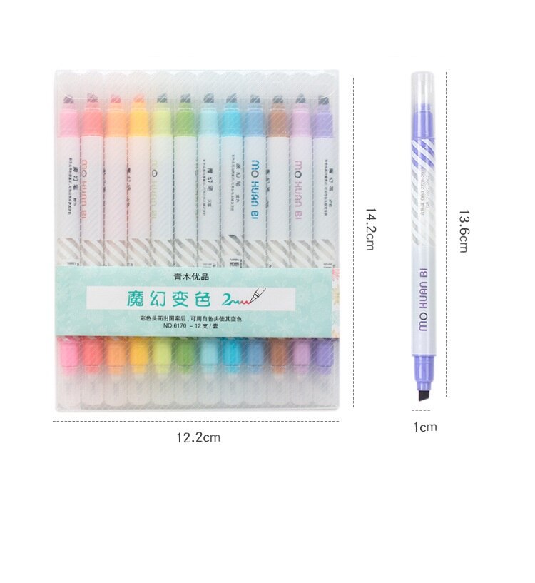 Lote de 3 bolígrafos mágicos de dibujo, 12 colores, rotuladores delineadores, arte de colección de recortes, útiles de papelería, escuela, A6809