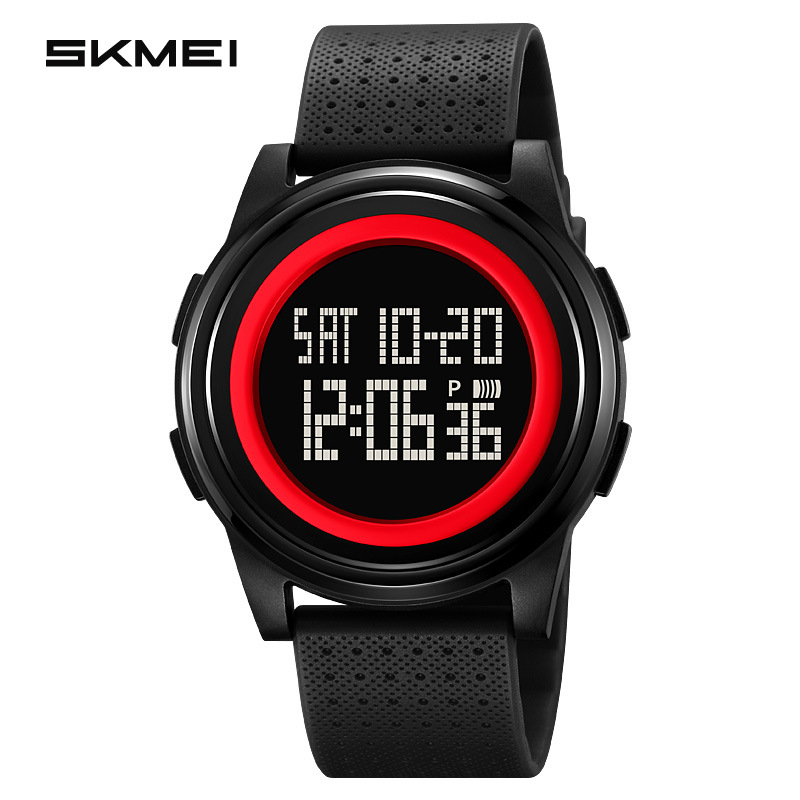 Skmei Men's Watch Personality Large Dial Electronic Watch Unisex Student Sports Multi-Function Waterproof Electronic Watch: Silver