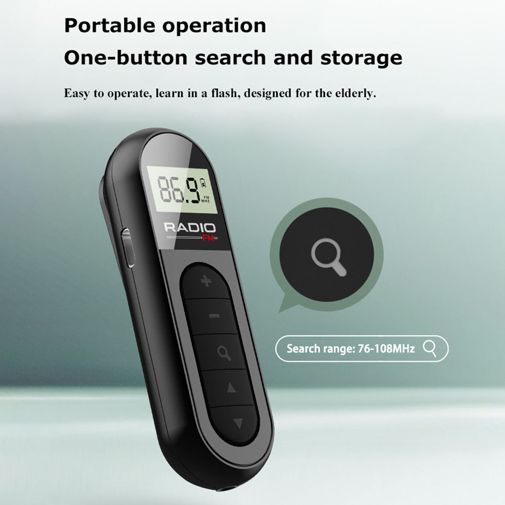 Mini Pocket FM Radio tragbar 76-108MHZ Radio Empfänger mit Hintergrund beleuchtung LCD-Display verdrahtet 3,5-mm-Kopfhörer Unterstützung Typ-c-Aufladung