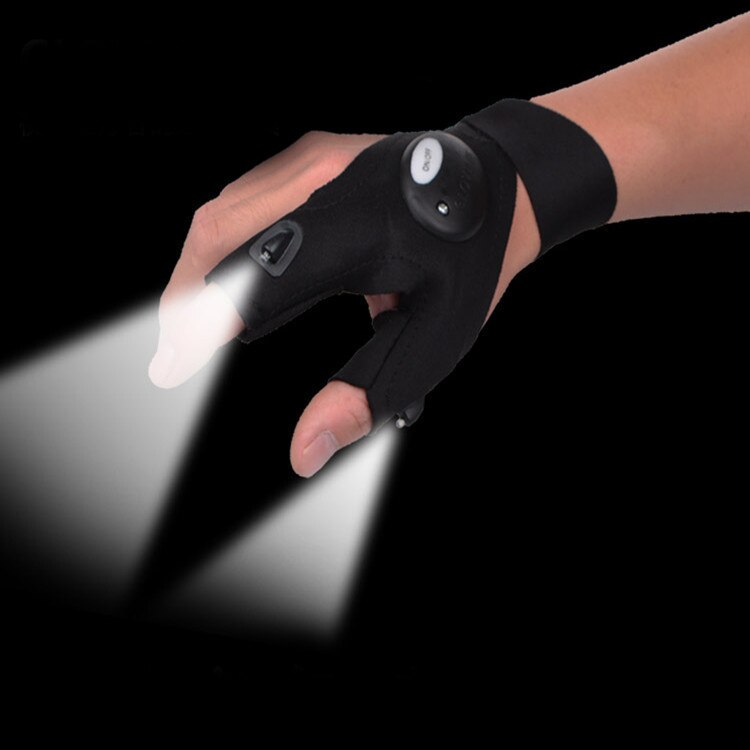 Auto Fietsband Reparatie tool Night Vissen Handschoen met LED Licht Rescue Gereedschap Outdoor Gear Magic Strap Vingerloze Handschoen