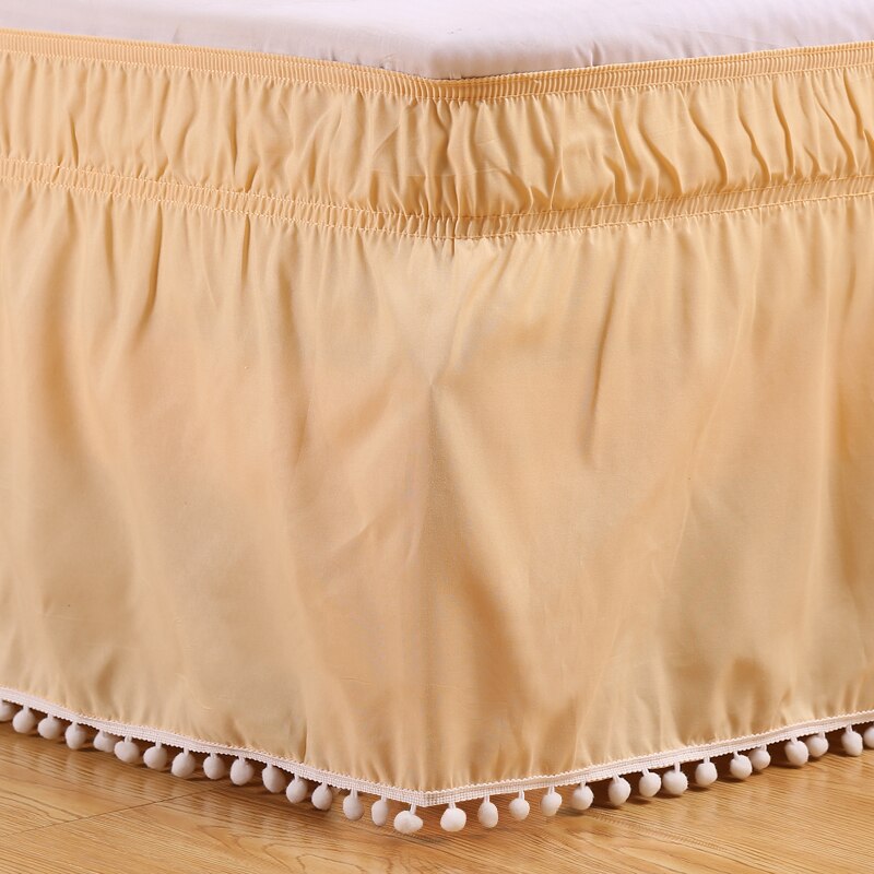 Tassle BedSkirt Knoten Wrap Um Elastische Bett Shirts Ohne Bett Oberfläche Bett Röcke Twin/Full/Königin/König home Hotel Verwenden: Light Yellow / Full 54x75x16inch