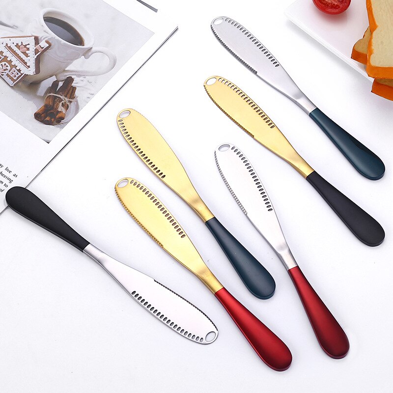 Edelstahl Butter Messer Butter Messer Mit Löcher Multifunktions Nachtisch Kuchen Brot Werkzeuge Besteck Nachtisch Werkzeuge Messer setzt