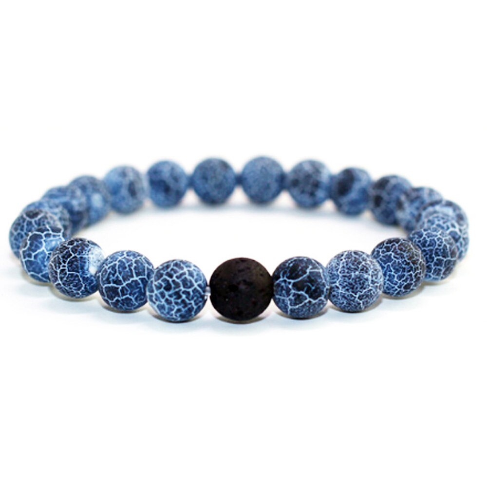 8mm natursten perler blå forvitret lava par elskere armbånd yoga beaded armbånd jubilæum for kvinder mænd smykker