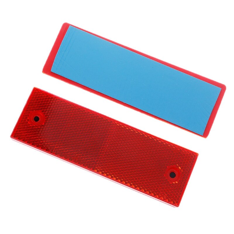 QILEJVS 2pcs Plastic Reflector Reflective Warning Plate Stickers Sign Sheeting Car Truck: Red With Hole