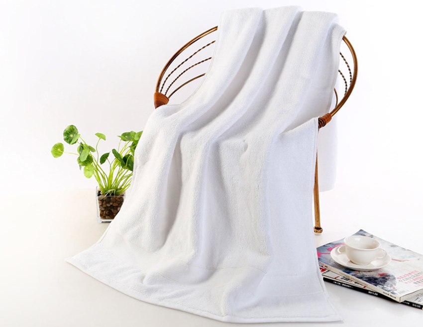 Egyptisk bomuld strandhåndklæde frotté badehåndklæder badeværelse 70*140cm 650g tyk luksus solid til spa badeværelse badehåndklæder til voksne: Hvid