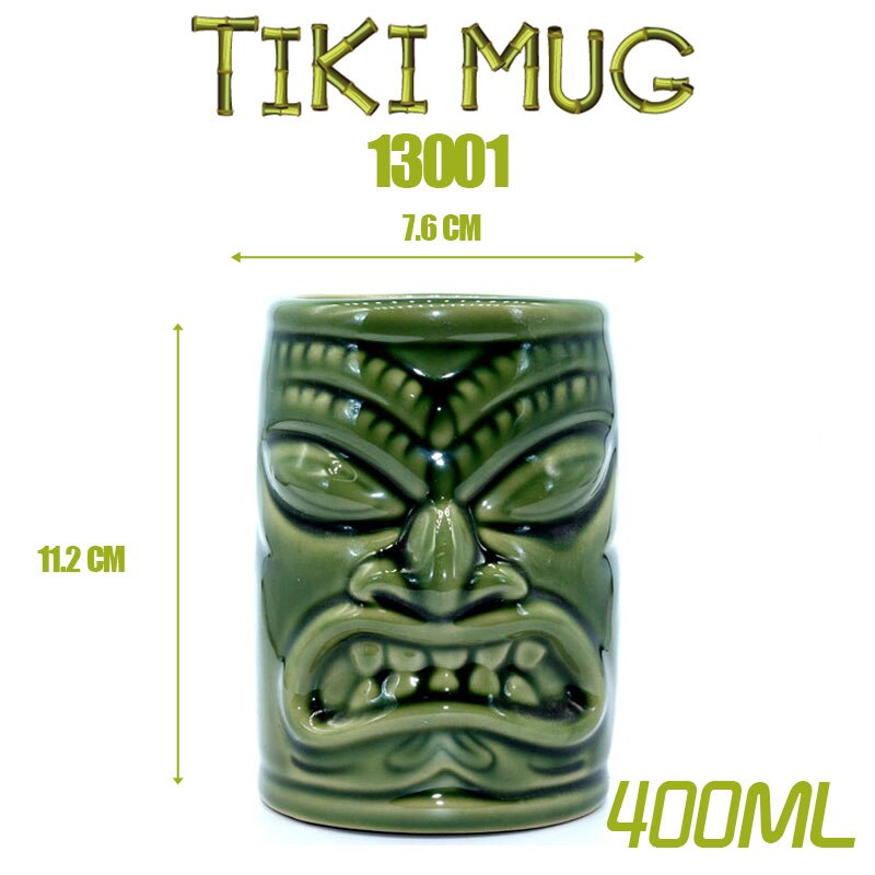 7 farver 400ml tiki kop gud billede vinglas keramik hawaiisk cocktail tiki krus bar drikkeredskaber med håndtag: 400ml grøn 2