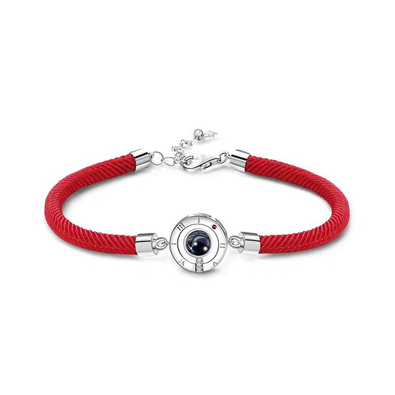 Pulsera de cuerda hecha a mano roja de la suerte para los hombres de las mujeres pareja de amantes románticos de la 100 idioma te amo pulsera de proyección