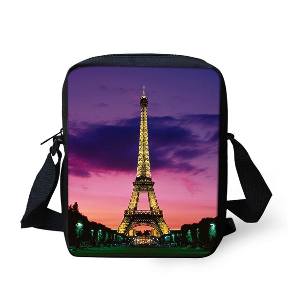 Minibandoleras TWOHEARTSGIRL con impresión de la Torre Eiffel para niñas, bolso cruzado pequeño para mujeres, bonitos bolsos de hombro ajustables: CC2425E