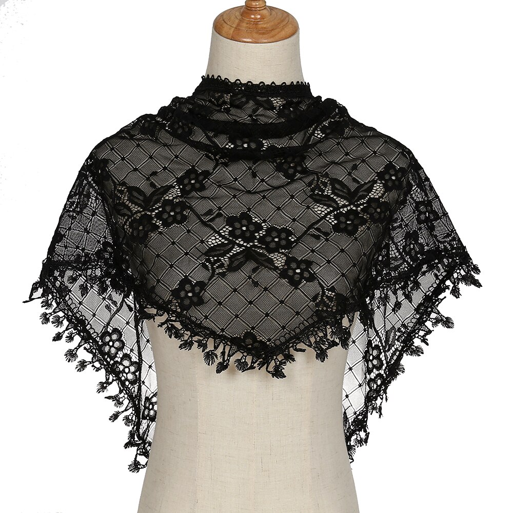 Bufanda de encaje triangular bordada para chal de iglesia Mantilla española velo católico bufanda de iglesia para mujer pañuelo negro blanco: Beige