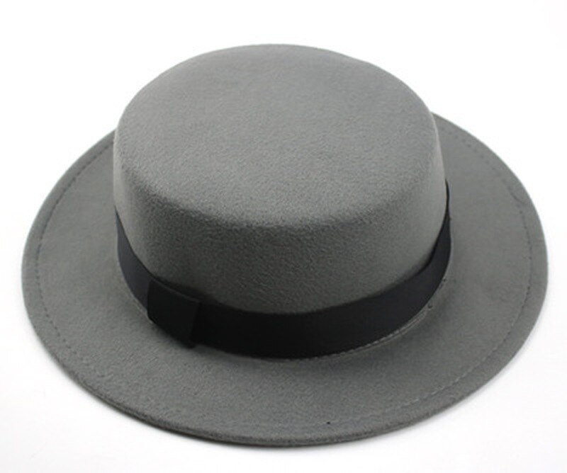 kids fedora hats for boys girls solid color flat top with ribbon band belt winter hats autumn big brim formal black kids hat