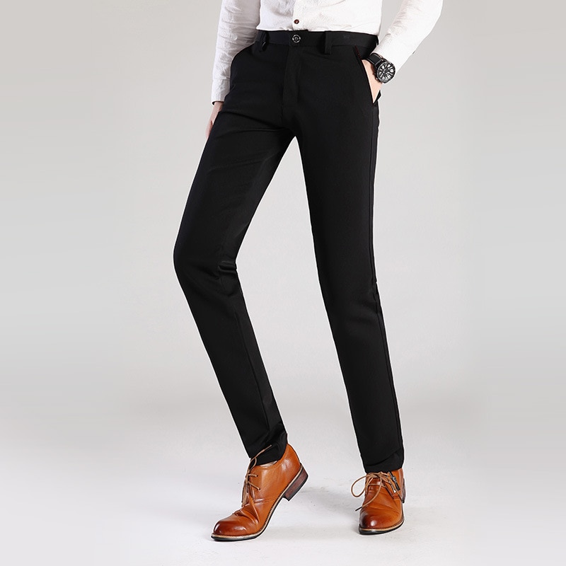 Mænd kjole bukser plus størrelse formelle bukser slim fit bukser bryllup mænd sorte jakkesæt bukser business casual herre kjole bukser