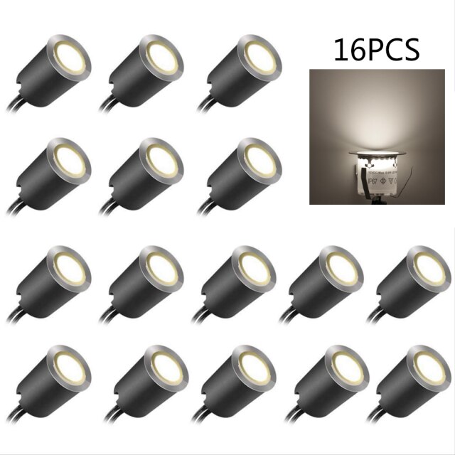 12V LED Deck Licht Set IP67 Wasserdicht Unterirdischen Lampe Outdoor-landschaft Beleuchtung EU UNS UK für Hof Garten Pathway treppen Terrasse: 16PCS Netural White / EU Plug Set