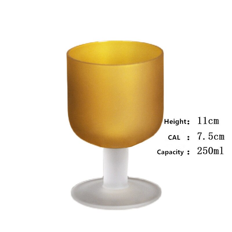 250ml Frosted Yellow Glass Cup Handmade Wine Champagne Flutes Cocktail Glasses Home Decoration