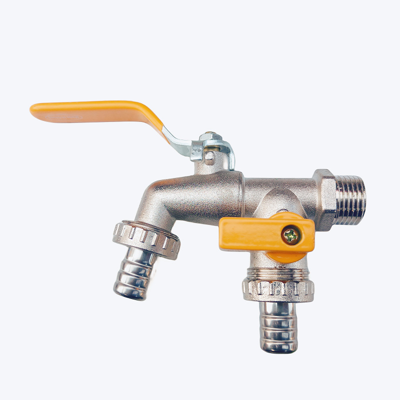Outdoor Double Water Tap Faucet Exterior Garden Hose Faucet Adapter 1/2" IBC Water Tank Connector 1-Way 2-Way Brass Tap: WHITE