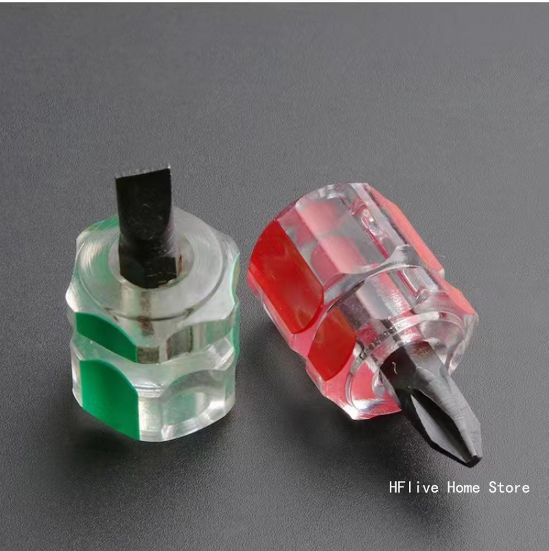 mini śrubokręt Wkrętak krzyżakowy mini śrubokręt Krótki mały zestaw narzędzi z dzielonym błotnikiem Wkrętaki płaskie z łbem krzyżowym z rowkiem