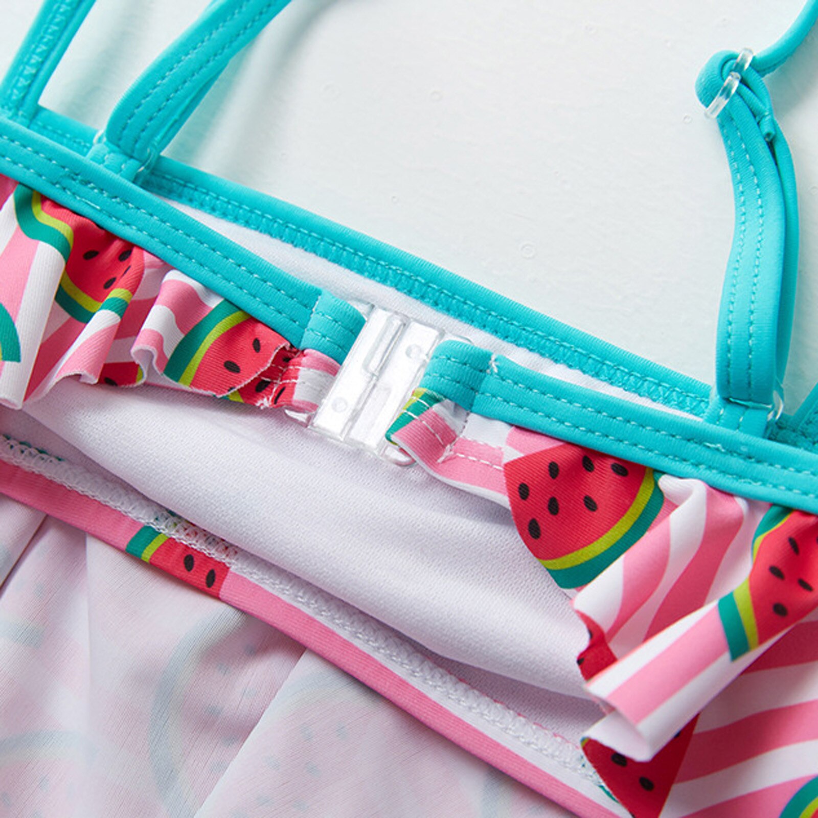 Girls Swimsuit Striped Watermelon Print Biquini Infantil Swimming suit 2pcs Split Bikini Swimsuit Children's Ruffled Swimsuit