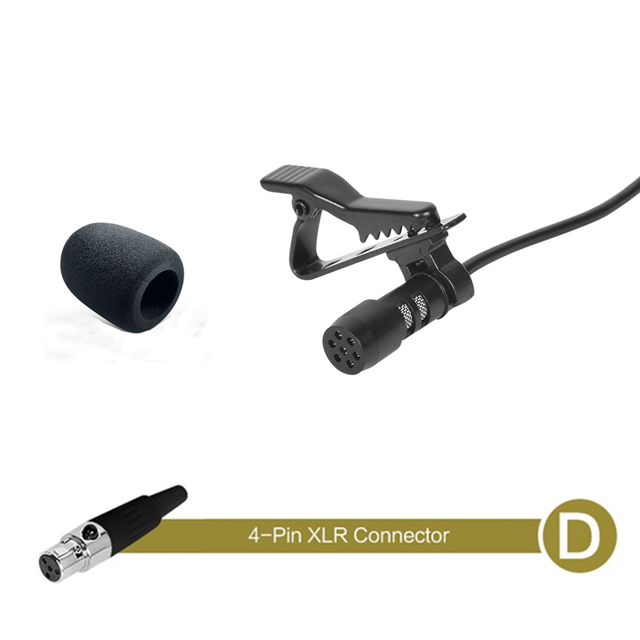 Zwart Lavalier Revers Microfoon Single Oorhaak Headset Mic 3.5Mm Xlr 3-Pin Voor Akg Xlr 4-Pin voor Shure Draadloze Systeem: D