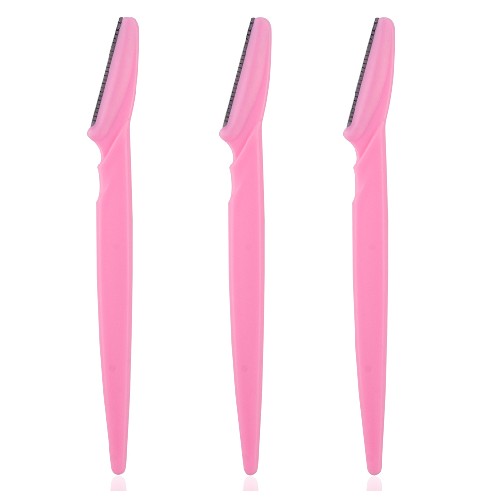 Lame de tondeuse à sourcils pour femmes, 3/4/10 pièces, rasoir facial Portable, épilation des sourcils, coupe-poils, couteau de sécurité, grattoir de maquillage: 3pcs Pink