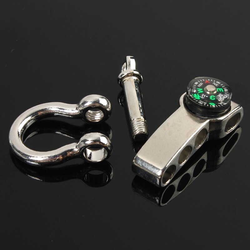 Mini Compass U Shape Anchor Shackle for Outdoor Survival Rope Bracelet Zinc Alloy Adjustable Compass Safety Buckle