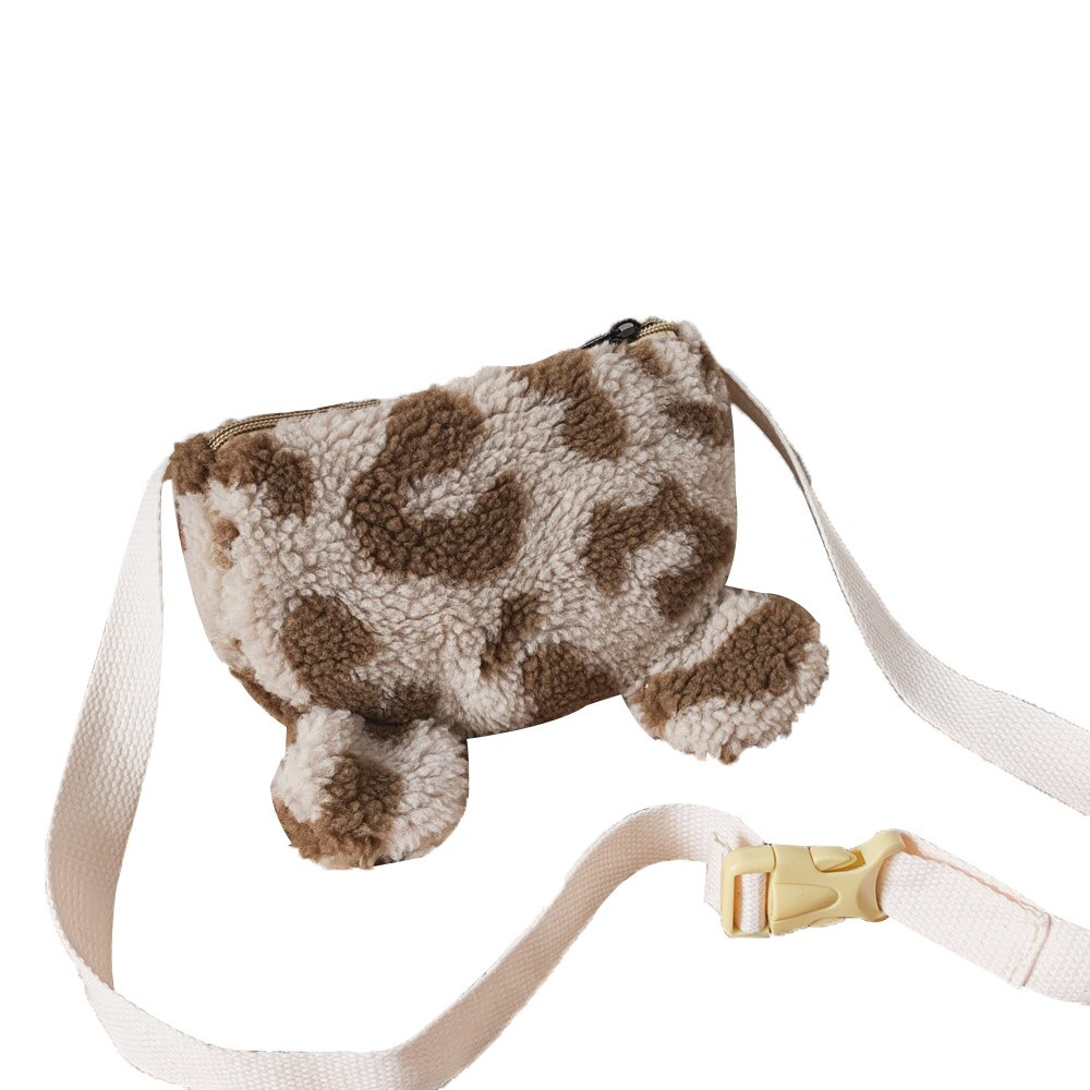 Chaotong leopard Plush Messenger Bag - Black Leopard: Gray