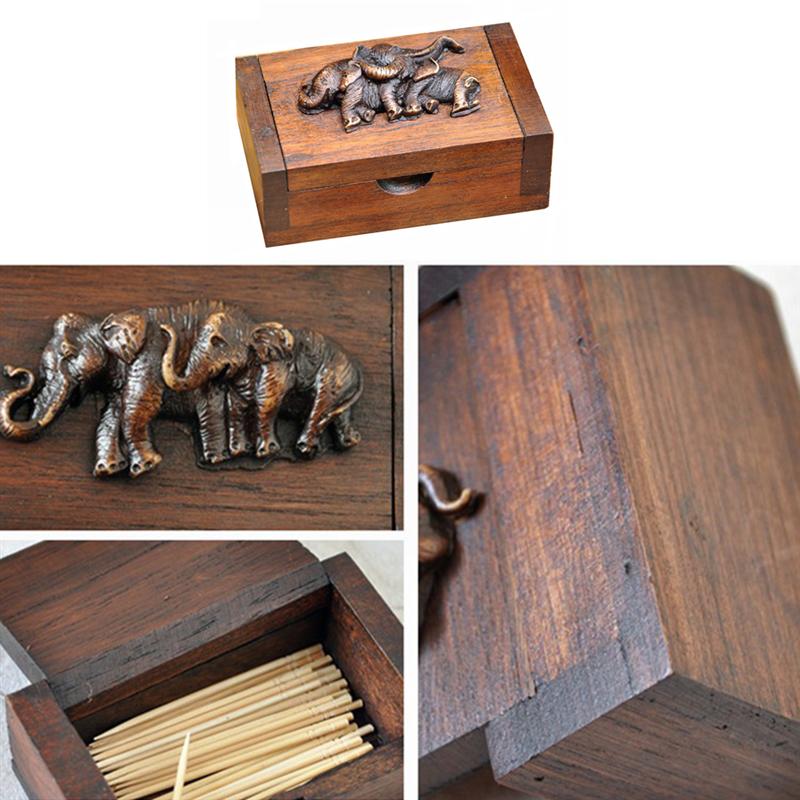 1pc Embossment Elephant Toothpicks Holder Toothpicks Storage Box Desktop Adornment for Home
