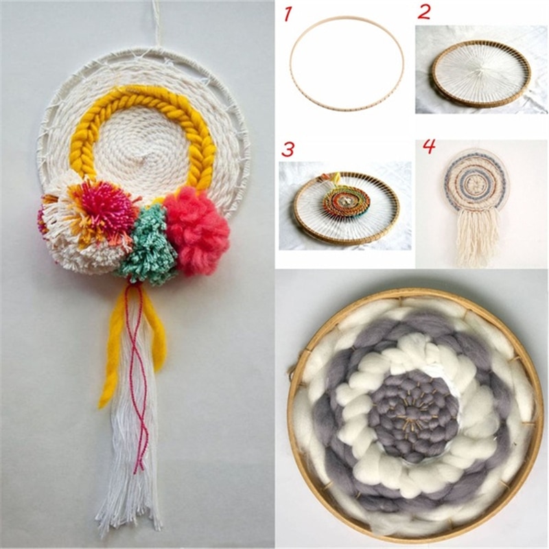 Métier à tricoter métier à tisser rond en bois, outils de tissage pour la maison, tentures murales faites à la main, outil d'artisanat ménager, Machine à tricoter 1 pièce