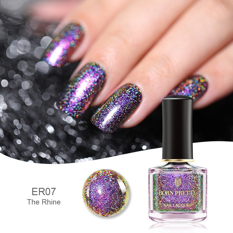 GEBOREN ZIEMLICH 6ml Pfau Holographische Nagellack nagel Wirkung Lange Anhaltende Nagellack glänzend funkeln Pailletten Nagel Kunst Mangel: BP07